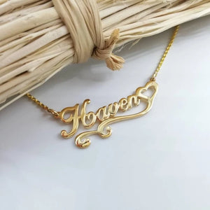 Heart Ribbon Necklace Personalized Name Necklace Women Children Jewelry