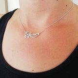 Heart Ribbon Necklace Personalized Name Necklace Women Children Jewelry