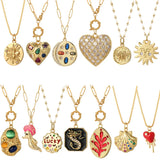 Bohemian Heart Star Bee Necklace Moon Sun Pendant Letter Collar Long Chain