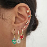 Heart Evil Eye Hoop Earrings for Women