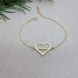 Heart Two Name Bracelet Stainless Steel Nameplate Bracelets Personalized