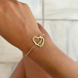Heart Two Name Bracelet Stainless Steel Nameplate Bracelets Personalized