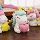 Heart Unicorn Keychain for Women Girls Rainbow Unicorn Key Ring