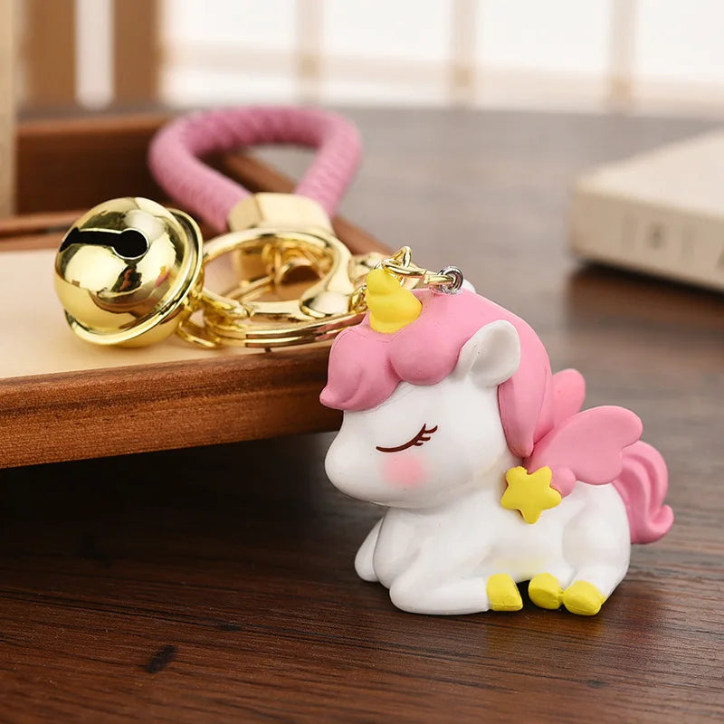 Rainbow Unicorn Keychain for Women Girls Resin Bag Pendant