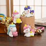 Rainbow Unicorn Keychain for Women Girls Resin Bag Pendant