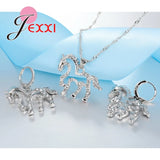 CZ Crystal Pendant 925 Sterling Silver Jewelry Set for Women Girls Wedding