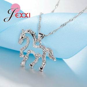 CZ Crystal Pendant 925 Sterling Silver Jewelry Set for Women Girls Wedding