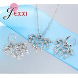 CZ Crystal Pendant 925 Sterling Silver Jewelry Set for Women Girls Wedding