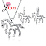 CZ Crystal Pendant 925 Sterling Silver Jewelry Set for Women Girls Wedding