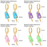 Enamel Ice Cream Hoop Earrings Women Dangle Charm Ear Rings