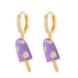 Enamel Ice Cream Hoop Earrings Women Dangle Charm Ear Rings
