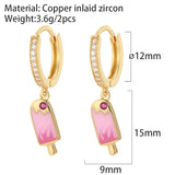 Enamel Ice Cream Hoop Earrings Women Dangle Charm Ear Rings