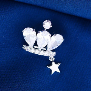 Wind Crown Star Zircon Small Collar Pin Anti-light Button