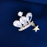 Wind Crown Star Zircon Small Collar Pin Anti-light Button