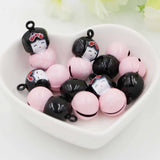 Japanese Doll Enamel Girl Craft Jingle Bells Charms Party Necklace