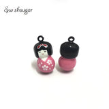 Japanese Doll Enamel National Girl Jingle Bells Charms Party Necklace Bracelet