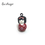 Japanese Doll Enamel National Girl Jingle Bells Charms Party Necklace Bracelet