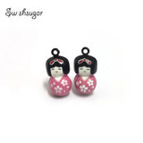 Japanese Doll Enamel National Girl Jingle Bells Charms Party Necklace Bracelet