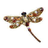 Vintage Crystal Dragonfly Brooch Large Insect Pin Women Dress Coat Gift