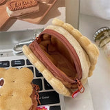 Plush Biscuit Doll Keychains With Storage Bag Taiyaki Keychain