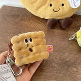 Plush Biscuit Doll Keychains With Storage Bag Taiyaki Keychain