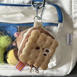 Plush Biscuit Doll Keychains With Storage Bag Taiyaki Keychain