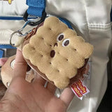 Plush Biscuit Doll Keychains With Storage Bag Taiyaki Keychain