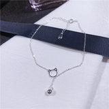 925 Silver Kitten Anklet for Women - Cute Cat Design Jewelry
