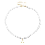 Letter Pearl Choker Necklace for Girls Women's Neck Jewelry