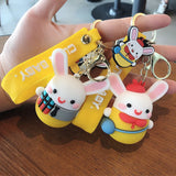 Long-eared Rabbit Keyring Pendant Cute Anime Key Chain Bag Ornaments Couple KeyC