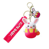 Long-eared Rabbit Keyring Pendant Cute Anime Key Chain Bag Ornaments Couple KeyC