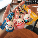 Long-eared Rabbit Keyring Pendant Cute Anime Key Chain Bag Ornaments Couple KeyC