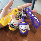 Long-eared Rabbit Keyring Pendant Cute Anime Key Chain Bag Ornaments Couple KeyC