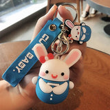 Long-eared Rabbit Keyring Pendant Cute Anime Key Chain Bag Ornaments Couple KeyC