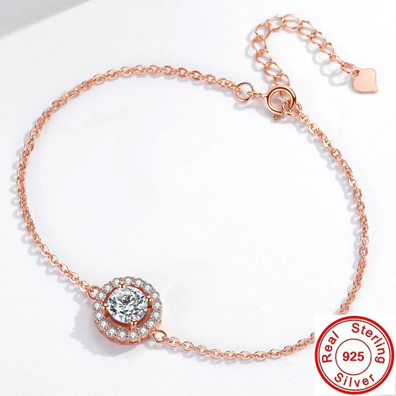 Lab Diamond Bracelet 925 Sterling Silver Chain Bangle For Women