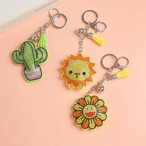 Lion Keychain Leather Tassel Metal Crystal Key Chain Charm Bag Auto Pendant