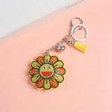 Lion Keychain Leather Tassel Metal Crystal Key Chain Charm Bag Auto Pendant