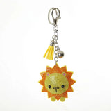 Lion Keychain Leather Tassel Metal Crystal Key Chain Charm Bag Auto Pendant