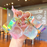 Cartoon Cup Drink Bottle Acrylic Floating Quicksand Keychain