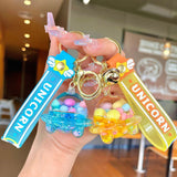 Cartoon Cup Drink Bottle Acrylic Floating Quicksand Keychain