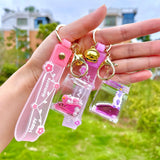 Cartoon Cup Drink Bottle Acrylic Floating Quicksand Keychain