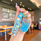 Cartoon Cup Drink Bottle Acrylic Floating Quicksand Keychain