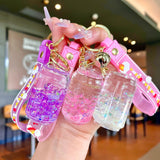Cartoon Cup Drink Bottle Acrylic Floating Quicksand Keychain
