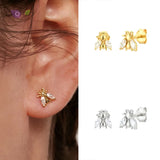 Bee Stud Earrings 925 Sterling Silver Ear Needle Women Animal Jewelry