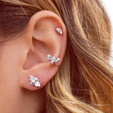 Bee Stud Earrings 925 Sterling Silver Ear Needle Women Animal Jewelry