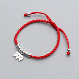 Little Elephant 925 Silver Bracelet Red String Charm Bracelet