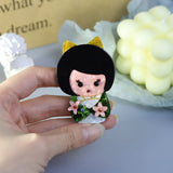 Lady Glitter Acrylic Brooches Cartoon Face Figure