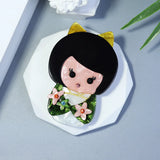 Lady Glitter Acrylic Brooches Cartoon Face Figure