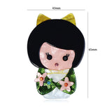 Lady Glitter Acrylic Brooches Cartoon Face Figure
