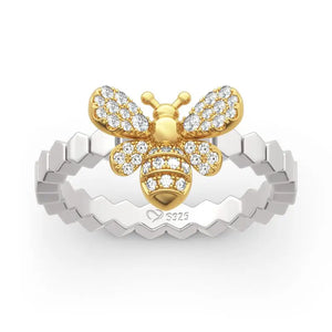 Golden Bee Thin Rings for Woman Party Finger Female Delicate Wedding Jewelry